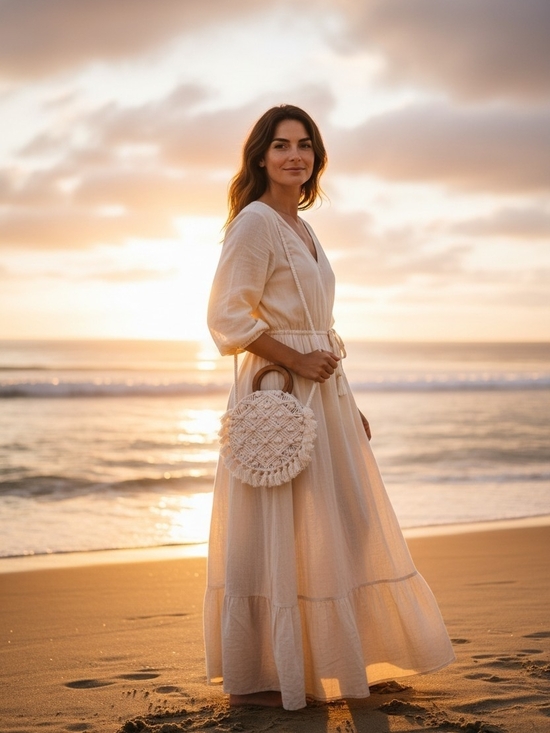 Magid Handbags - NEW Magid Bohemian Macrame Circle Bag with Wooden Handles & Shoulder Strap NWT